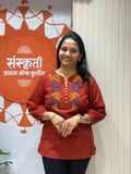 Floral Embroidery Short Kurti