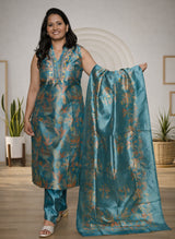 Bhagalpuri  Silk Three Piece Suit