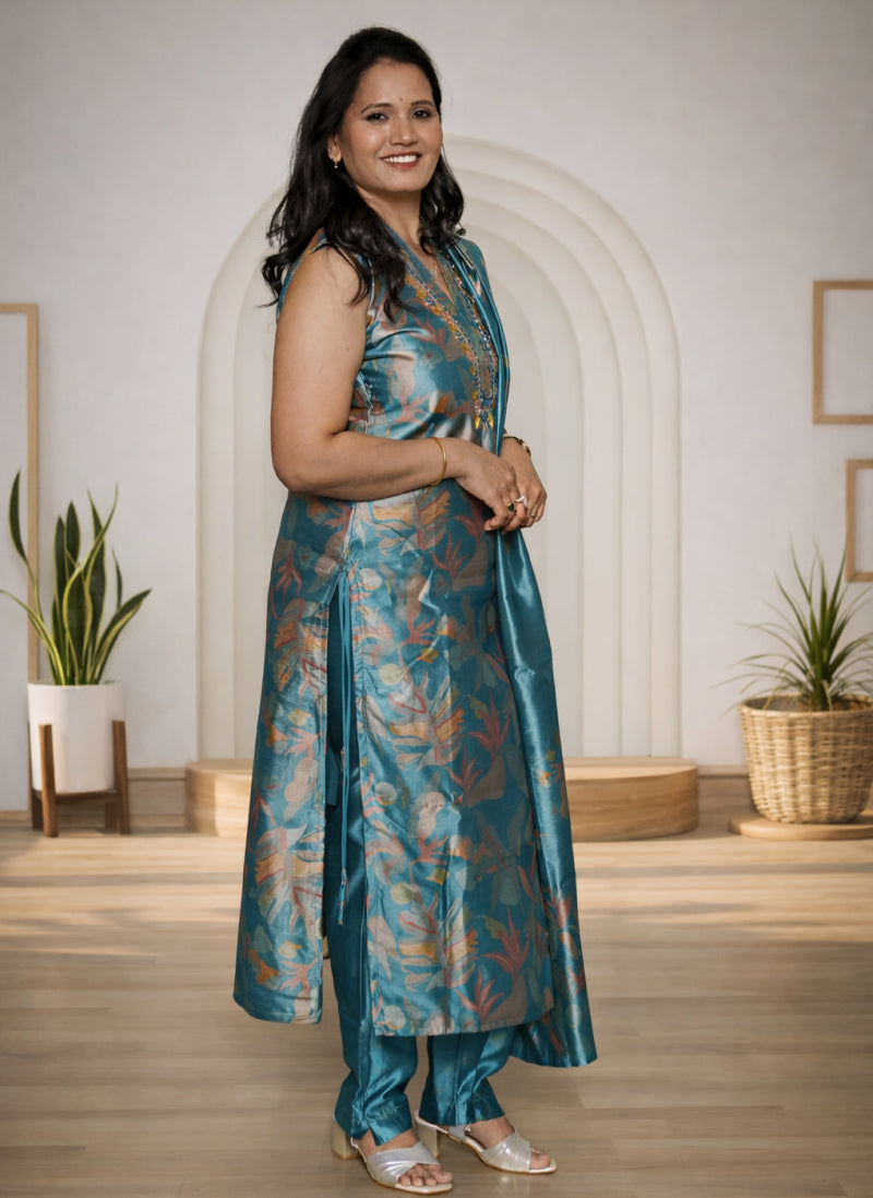 Bhagalpuri  Silk Three Piece Suit