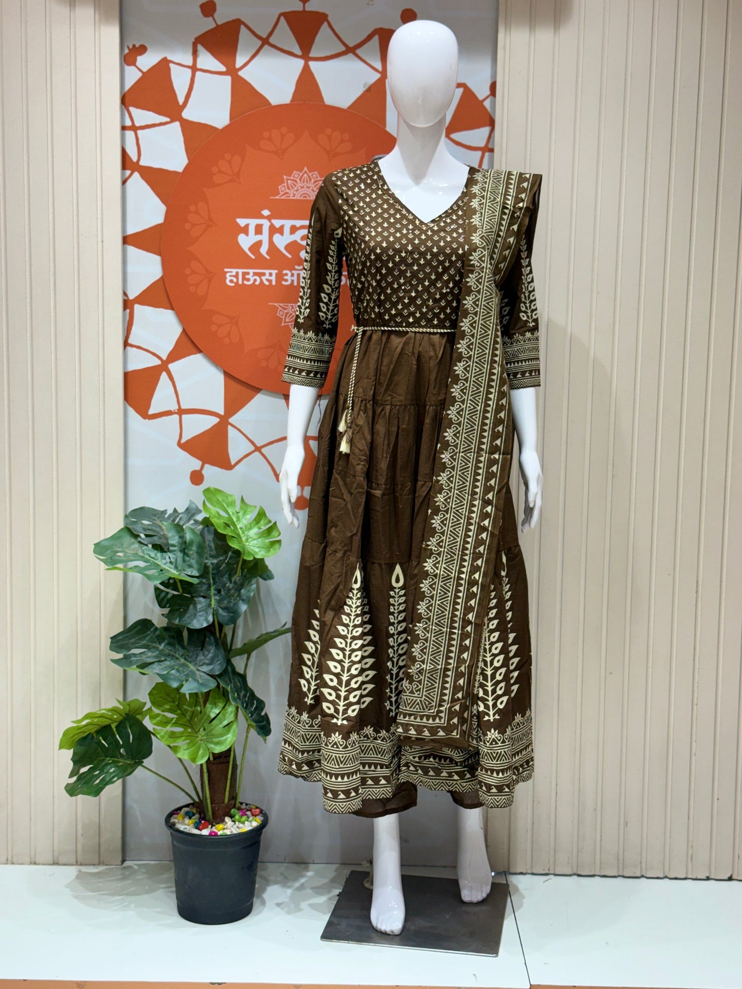 Cotton Anarkali Three Piece