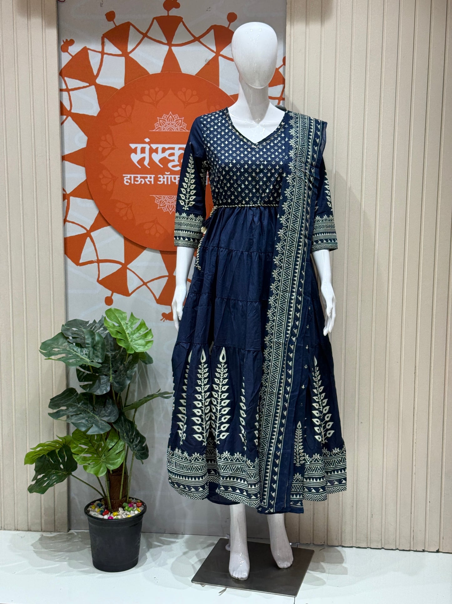 Cotton Anarkali Three Piece Suit