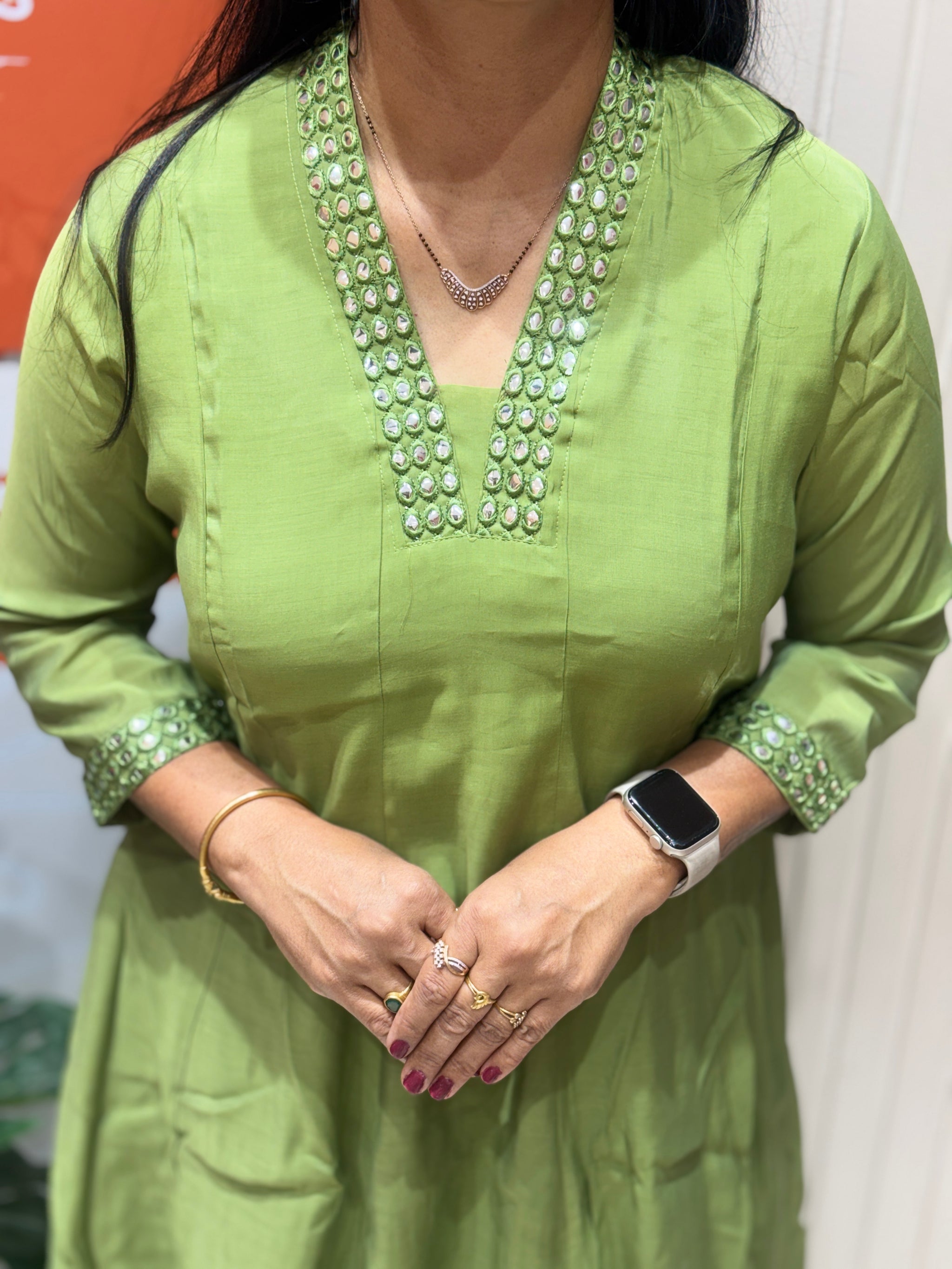 Olive Elegance Flared V-Neck Cord Set