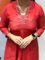 Royal Red Flared V-Neck Cord Set