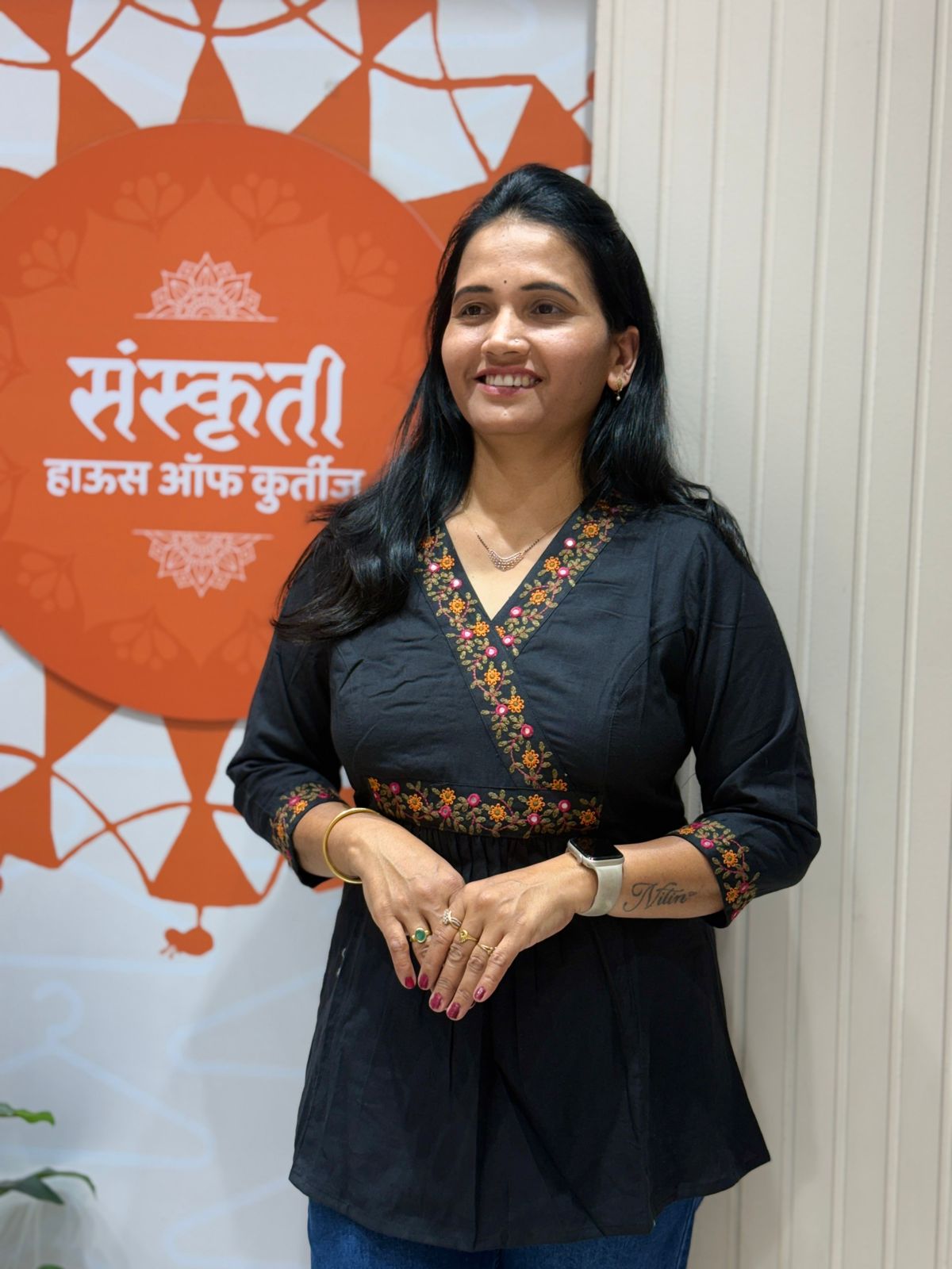 Floral Embroidery Short Kurti