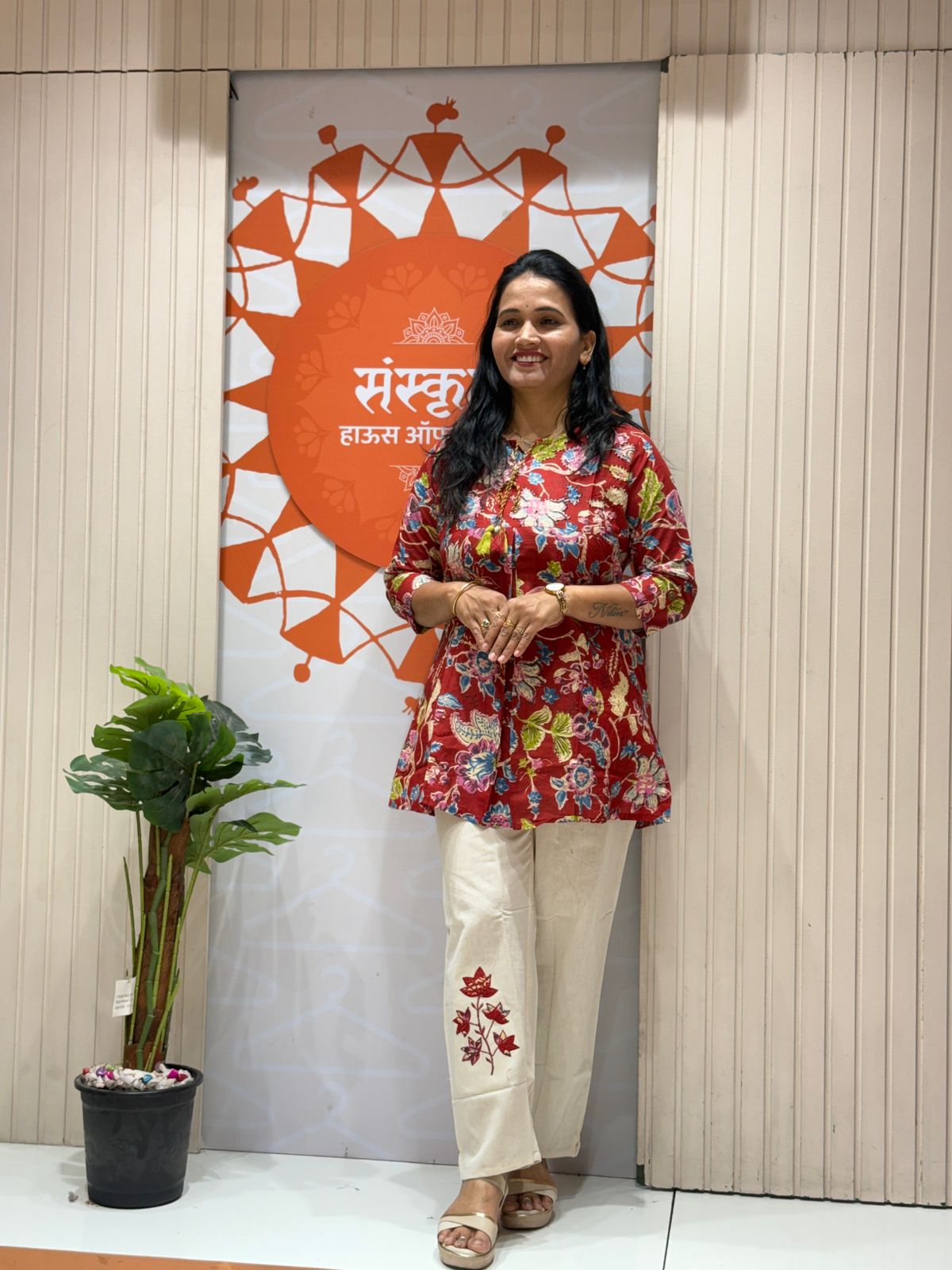 Summer Floral Printed Cotton Short Kurta Set with Pant