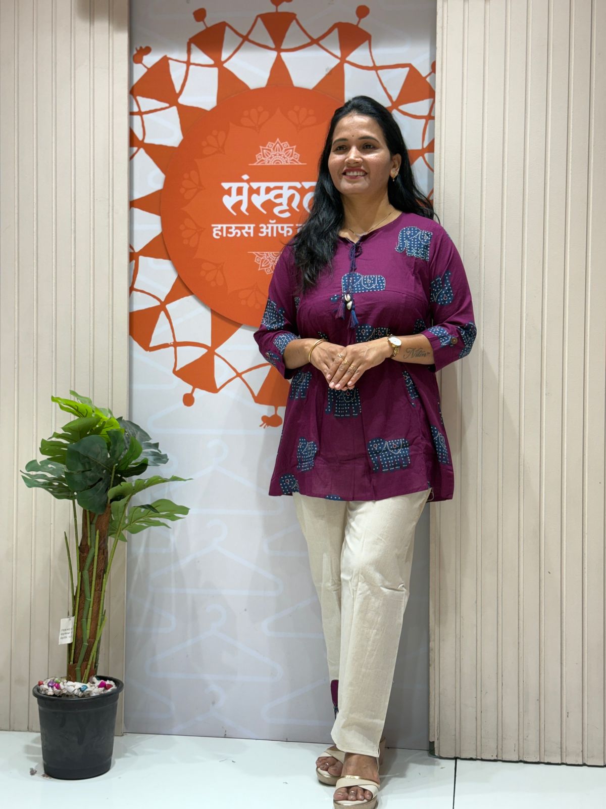 Summer Floral Printed Cotton Short Kurta Set with Pant