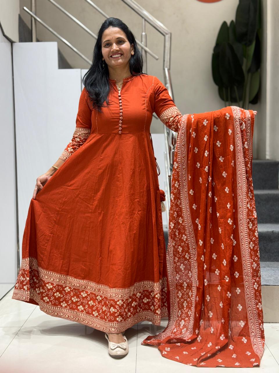 Rust Red  Anarkali Suit